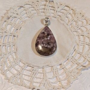 Purple Teardrop Stone Pendant Necklace